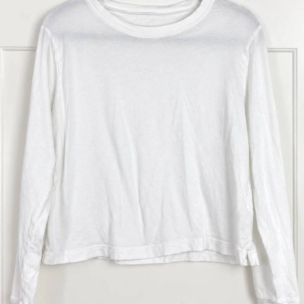J.Crew Vintage Jersey Cropped Long Sleeve Tee — White M